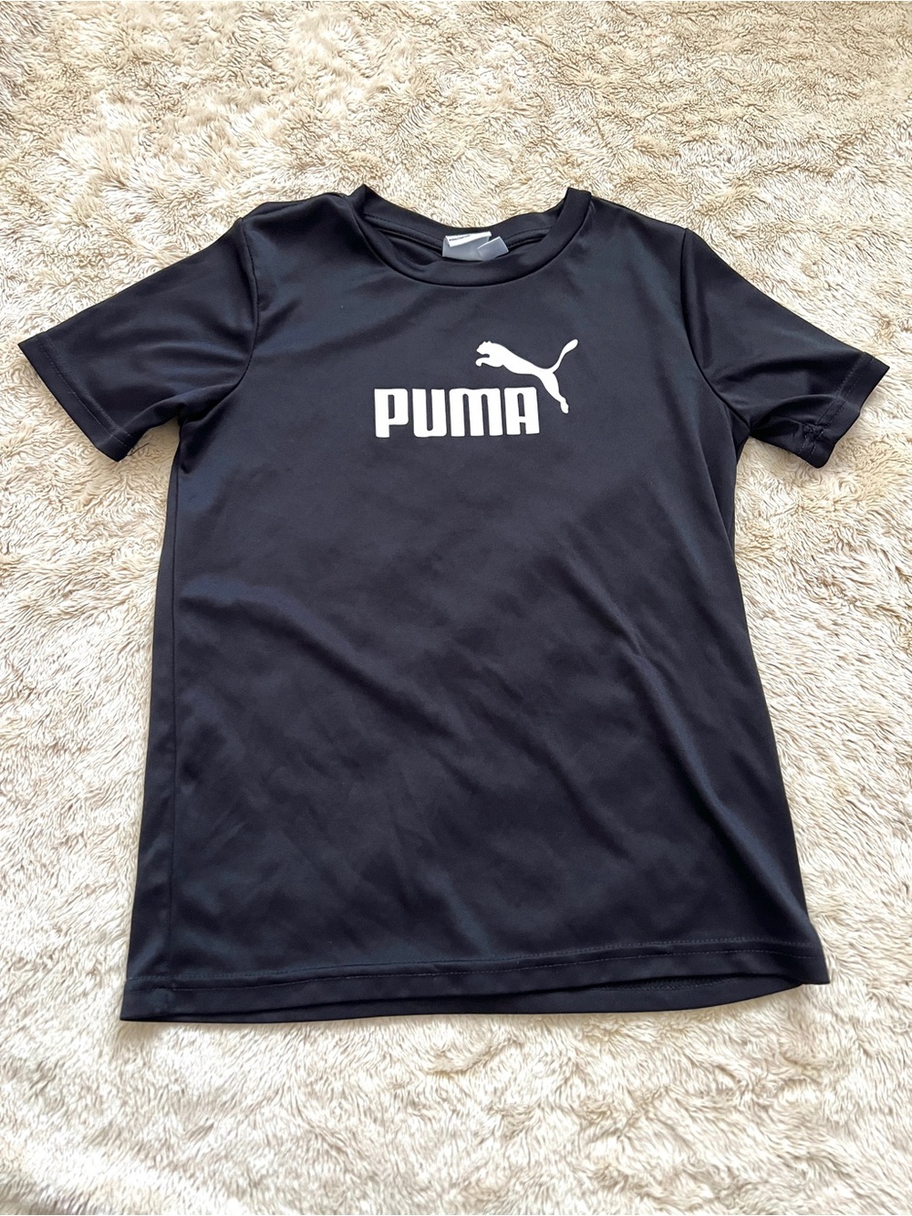 PUMA Girl's Black & White Logo Print T-Shirt Size 6